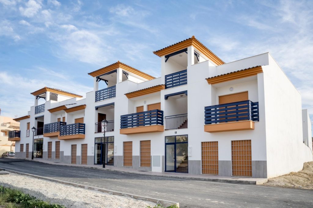 Traditional Two Bedroom Homes in Barrio Herrerias Almeria with Solarium and Community Pool